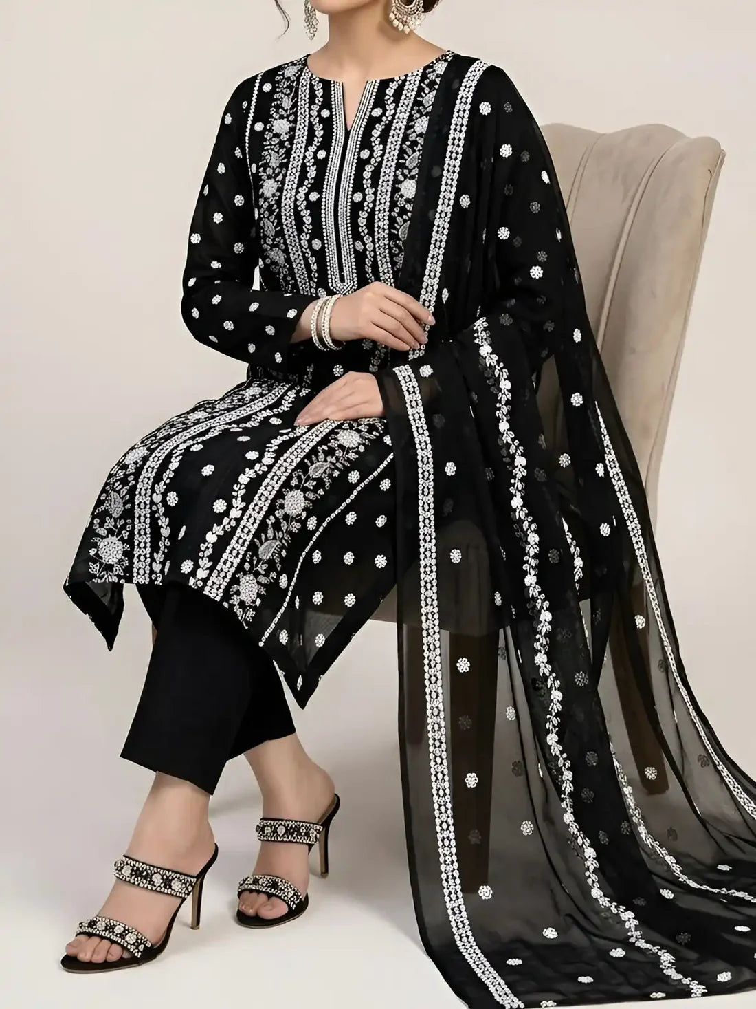 3PC PURE LAWN HEAVY. EMBROIDERED