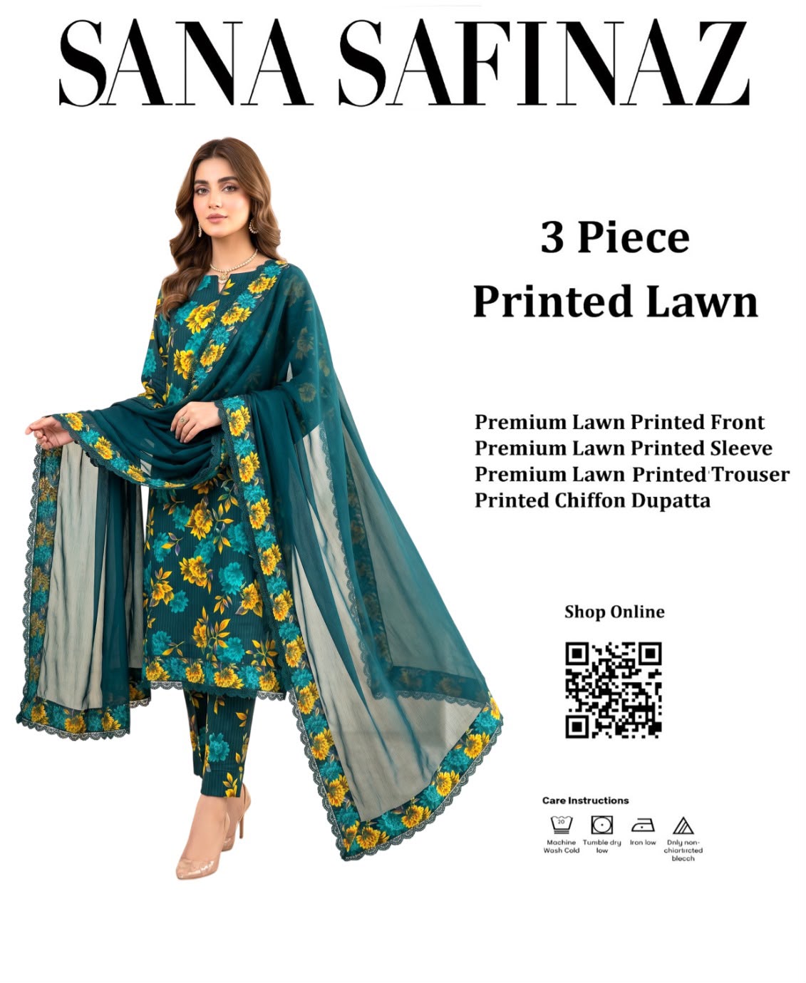 DORIYA LAWN PRINTED 3PC T-007