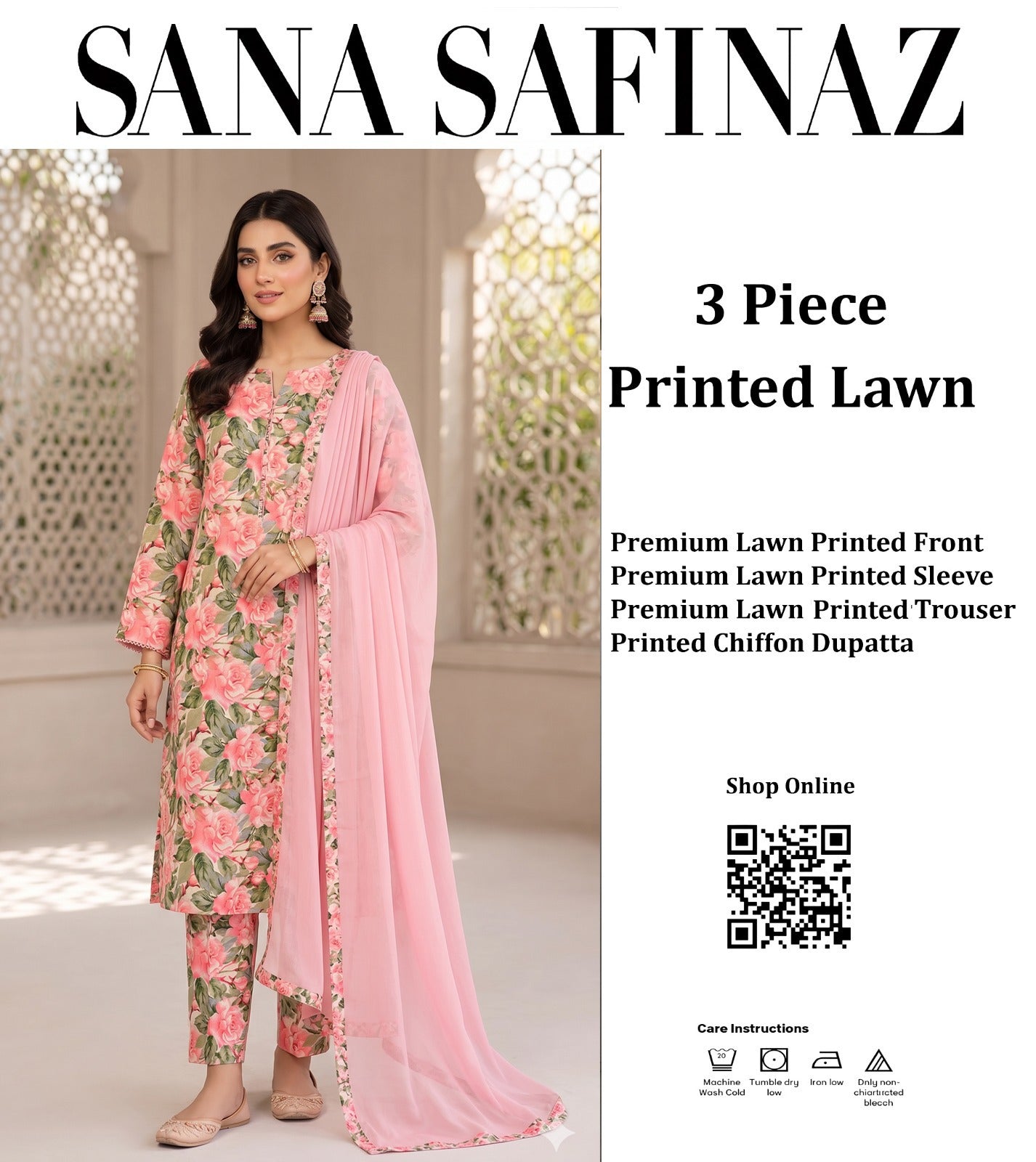 DORIYA LAWN PRINTED 3PC T-004