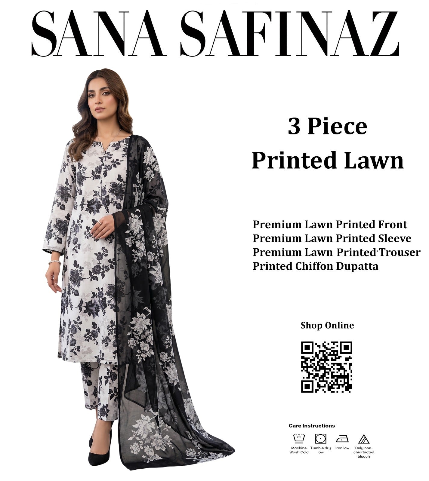DORIYA LAWN PRINTED 3PC T-010