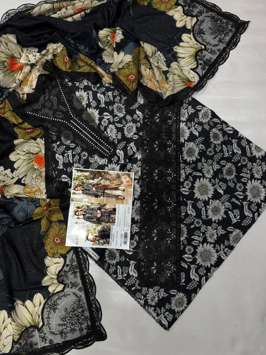 3PC PURE LAWN . EMBROIDERED