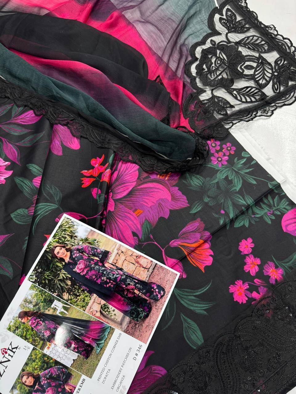 3PC PURE LAWN . EMBROIDERED