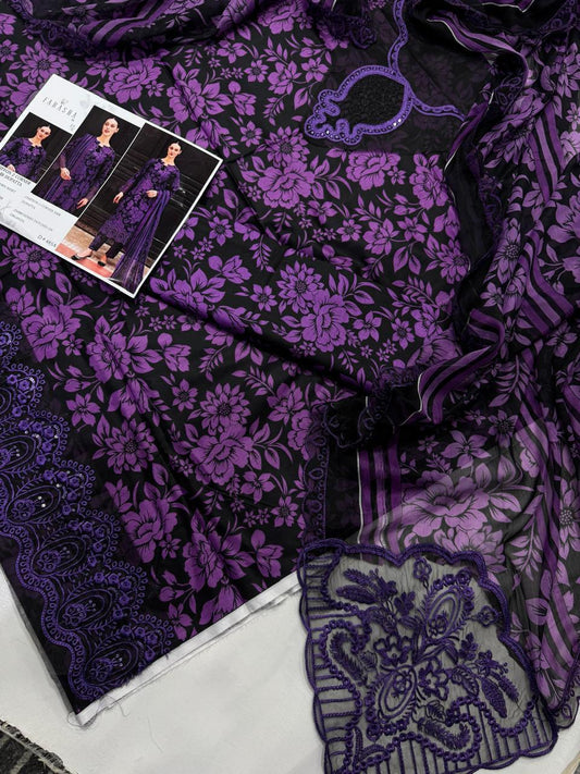 3PC PURE LAWN . EMBROIDERED