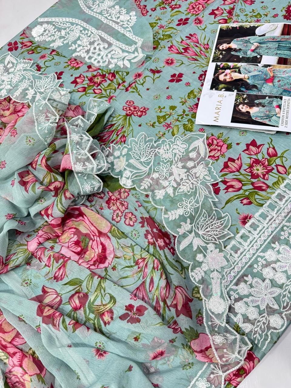 3PC PURE LAWN . EMBROIDERED