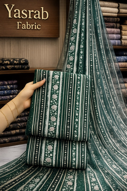 3 Piece-Lawn Suit With Bamber Dupatta
