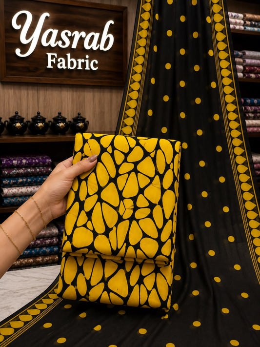 3 Piece-Lawn Suit With Bamber Dupatta