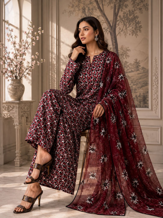 Premium Lawn 3pc With Bamber Dupatta