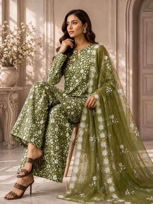Premium Lawn 3pc With Bamber Dupatta