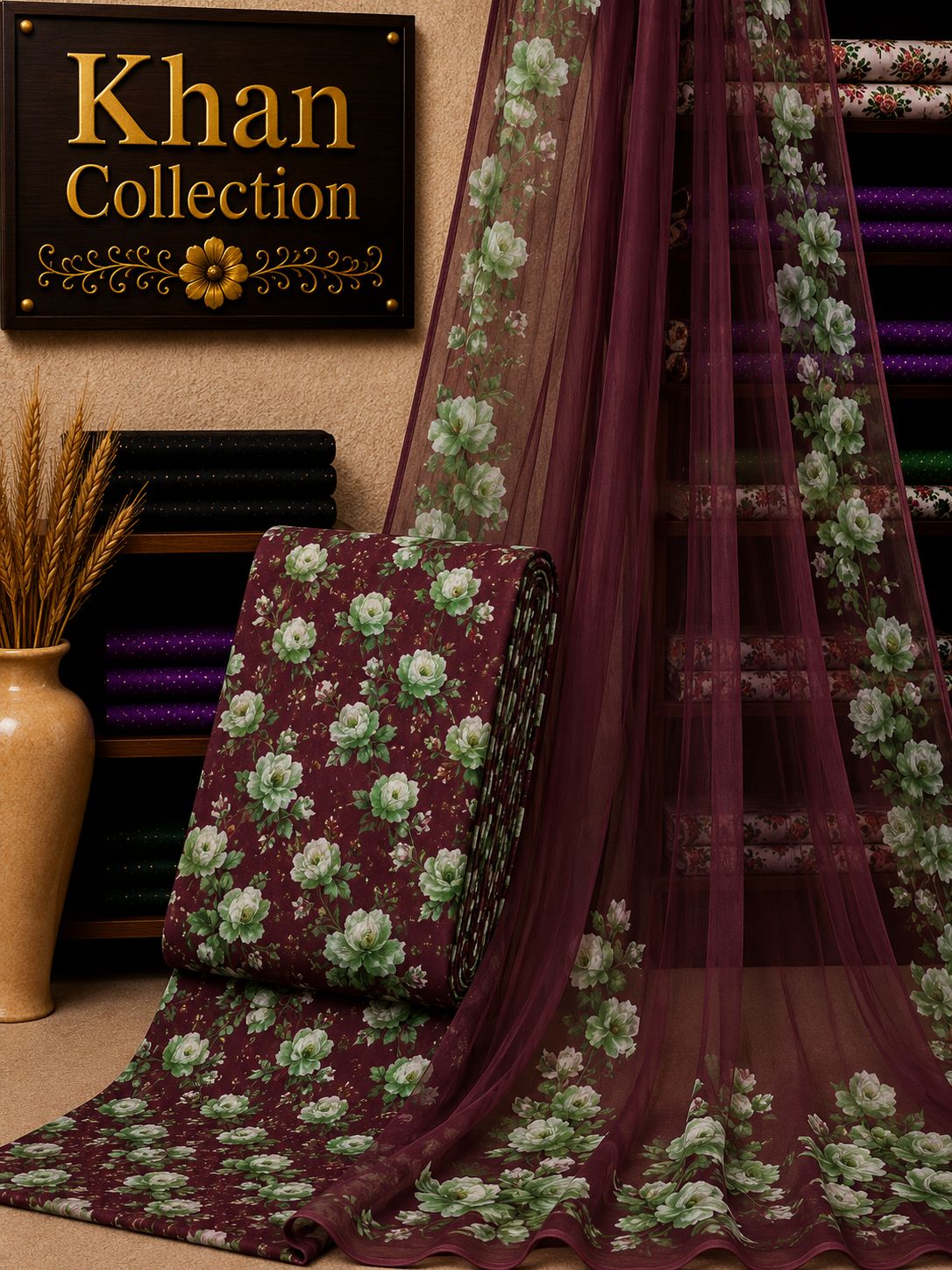 Digital Printed Linen 3Pc With Bamber Chiffon Dupata