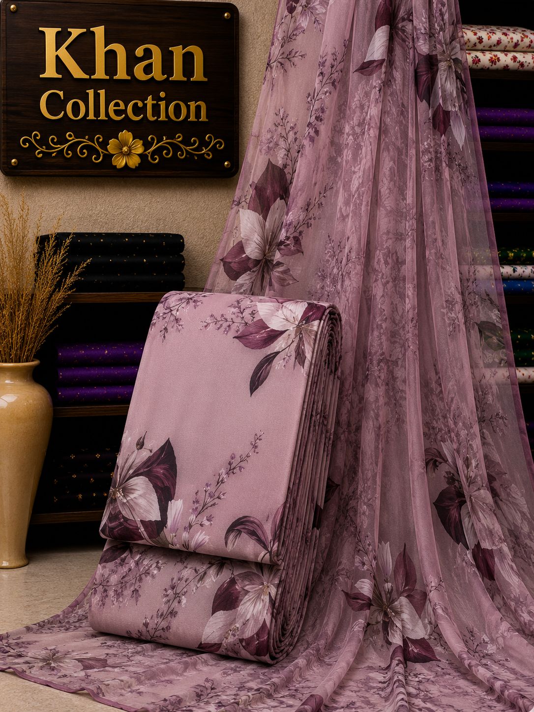Digital Printed Linen 3Pc With Bamber Chiffon Dupata