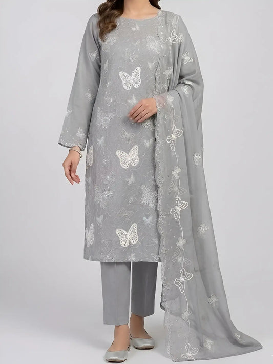 3PC PURE LAWN HEAVY. EMBROIDERED