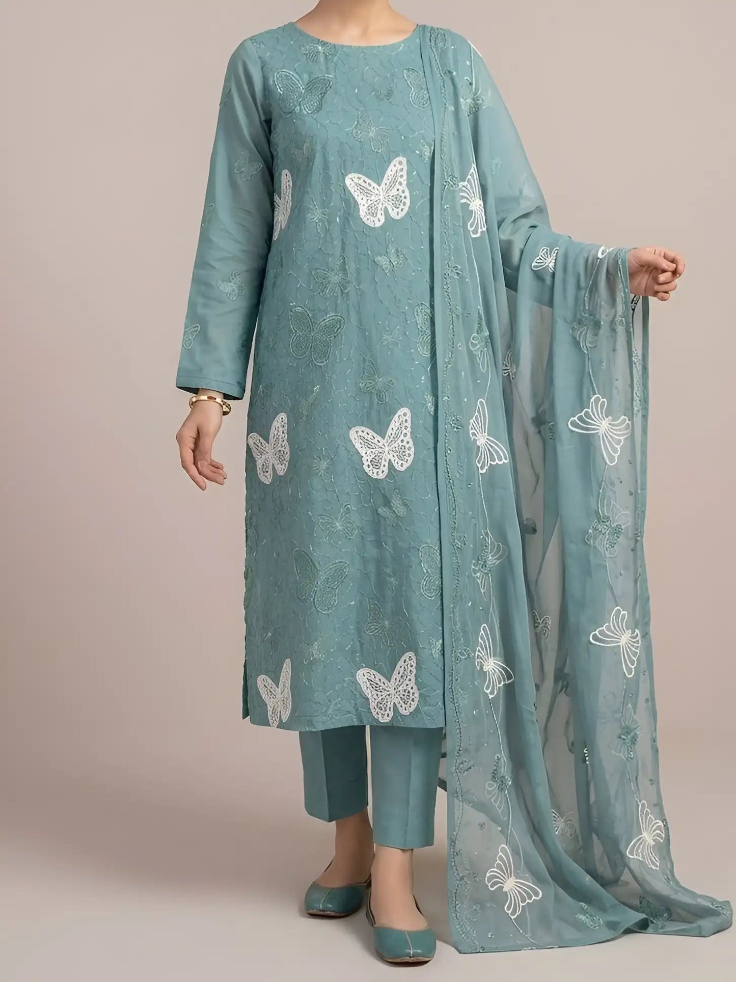 3PC PURE LAWN HEAVY. EMBROIDERED